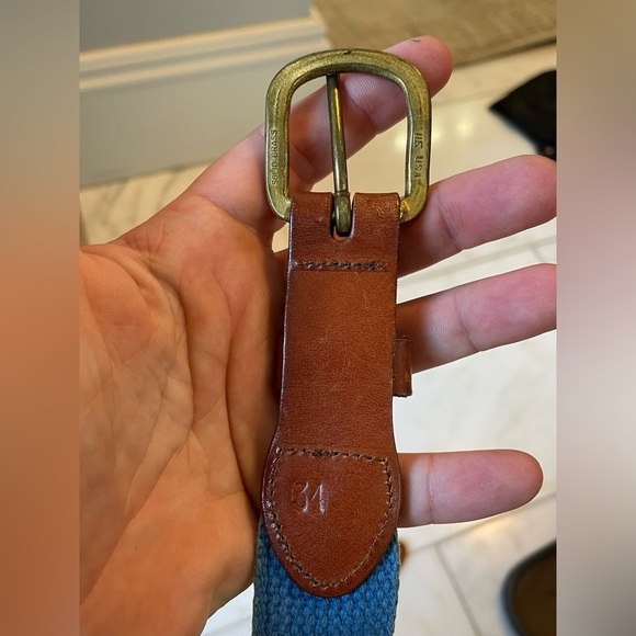Leather Man Ltd, size 34, nautical preppy woven knit belt w/ brass color buckle - Picture 4 of 8